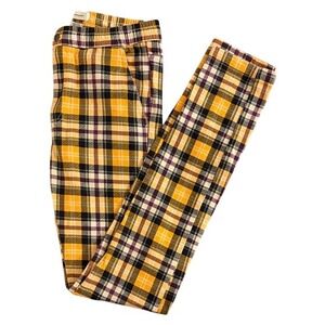 Urban Outfitters Plaid Flannel Pants Women Sz Sm Yellow Purple Black Relaxed Fit